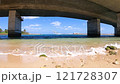 沖縄の海 定点映像 沖縄県那覇市 波の上ビーチ(辻側) 121728307