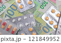 Expensive Medicine. Pills on the Hundred Euro Banknotes 121849952