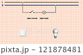Electrical circuit diagram of a light bulb control using a single-key switch, 4K animation. 121878481