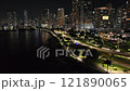 Aerial drone view of Panama City at night. 121890065
