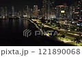 Aerial drone view of Panama City at night. 121890068