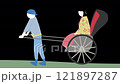 和服を着た女性が乗る日本の伝統的な人力車をのイラスト動画素材 121897287