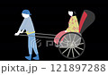 和服を着た女性が乗る日本の伝統的な人力車をのイラスト動画素材 121897288