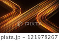 Glowing yellow lines on orange background. Neon information stripes flying. big data transfer. Curved neon lines. Orange neon color seamless loop. yellow black background. HD, 4K, 60 fps. 121978267