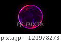Abstract red globe orb. Red and violet particles sphere. Energy orb motion graphic. Bright glowing rotating 3d sphere. Colorful sphere with swirling smoke effect within. 4K loop. smoke ball. 121978273