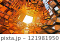 Abstract Orange Geometric Tunnel with Light 121981950