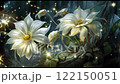 Fantasy glowing flowers with magical lights in a fairy forest. 122150051