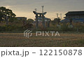 Torii Gate, Yellow Rice Fied and Countryside in Kyushu, Japan, Pan shot 122150878