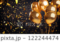 Golden Balloons and Confetti 122244474