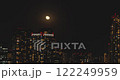 Timelapse of a full moon glowing over Tokyo flickering urban skyline 122249959