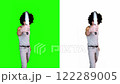 Man with a knife on a green background 122289005