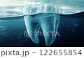 Ice tooth. Dental background - tooth made in iceberg form in deep ocean. Concept for dentist clinic. 122655854