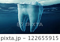 Ice tooth. Dental background - tooth made in iceberg form in deep ocean. Concept for dentist clinic. 122655915