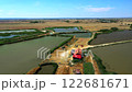 Aerial view of fish farm in Serbia, ponds with fish 122681671