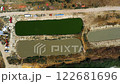 Aerial view of fish farm in Serbia, ponds with fish 122681696