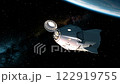 An astronaut walks into outer space from a private spacecraft capsule orbiting the Earth 122919755