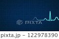 Dynamic electrocardiogram ECG waveform on dark blue medical monitor screen with grid pattern. Glowing cyan heartbeat line pulses rhythmically. Vital signs, heart health. Healthcare looped animation. 122978390