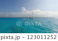A beautiful sailboat glides over turquoise ocean waters, evoking tranquility 123011252