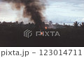 Bushfire or Field Fire with Thick Smoke Rural Australia 1960s 1970s 123014711