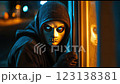A suspicious person lurking at the window at night 123138381