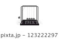 Newton's cradle, moving steel balls on white background, 4K animation 123222297