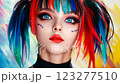 Glamour model posing with colorful hair and makeup 123277510