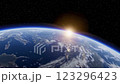 Earth seen from space and the vast universe of nebulae and galaxies 123296423