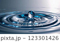 The moment a drop of water falls and the ripples spread 123301426