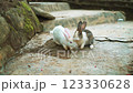 wo adorable rabbits foraging together in a natural outdoor setting wo adorable rabbits foraging together in a natural outdoor setting 123330628