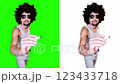a man writes with a marker on a virtual board on a green background 123433718