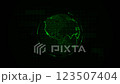 movement of green dots, contours of the globe on a dark background 123507404