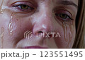 Close-Up Emotional Shot of Womans Tearful Eyes in Intense Scene 123551495