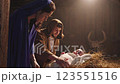 Nativity Scene Footage Featuring Mary, Joseph, and Baby Jesus 123551516