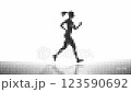 Halftone Silhouette of Running Person. Halftone Silhouette of Running Person. 123590692