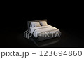Bed with made bed on black background. 3d render 123694860