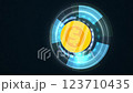 Seamless Loop 2D Coin Rotation 360 Degree in Digital Technology Futuristic Hud Equalizers 123710435