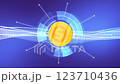 Seamless Loop 2D Coin Rotation 360 Degree Data Line Stream Network Security Systems Digital Technology Futuristic Hud Background 123710436