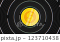 Seamless Loop 2D Coin Rotation 360 Degree in Dark Galaxy Stroke line Background 123710438
