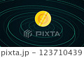 Seamless Loop 2D Coin Rotation in Business Economy System World Radio Wave Digital Technology Network Background 123710439