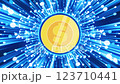 2d digital money coin rotation in center and data line network in background 123710441