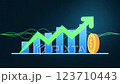 green arrow up profit bar chart graph stock money coin business wave stroke 123710443