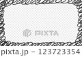 Black pencil doodle frame on transparent background 123723354