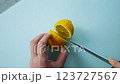 Cut the lemon in half 123727567