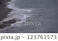 砂浜に押し寄せる波　春の日本海 123761573