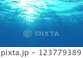 Underwater ocean waves oscillate and flow with the rays of light. 4K UHD seamless loop. 123779389