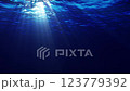 Underwater Light Rays In Dark Stormy Ocean. 4K UHD seamless loop. 123779392