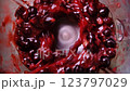 Close-up of a blender blending frozen blackcurrants into smooth puree vibrant colors icy textures fresh natural flavors artisanal preparation perfect for desserts beverages or culinary recipes 123797029