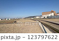 Wakayama country road, rice fields and a dilapidated warehouse 123797622