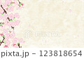 以日本紙和櫻花樹枝為背景的花瓣飄落垂直循環視頻 123818654