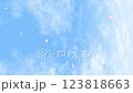 花瓣在藍天中飛舞，雲彩在移動 - 垂直循環視頻 123818663